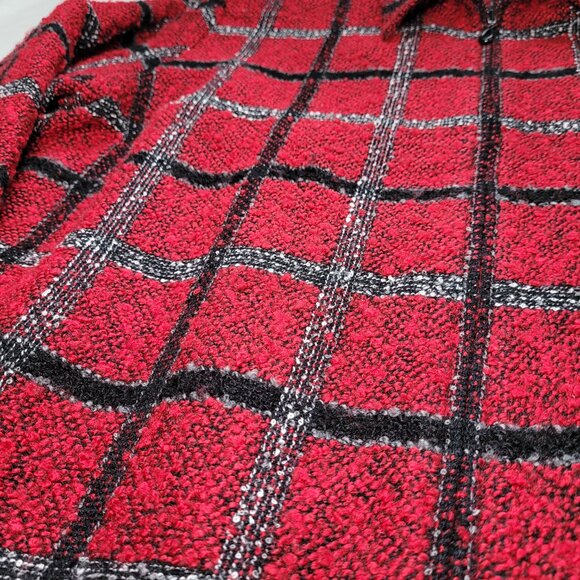 Alfred Dunner Jacket Red and Black Plaid Vintage Zip Fuzzy 18 Cottagecore Preppy - Picture 2 of 12